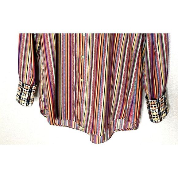 Robert Graham Sz L Button Down Shirt Classic Fit Multi Color Contrast Flip Cuff - Picture 2 of 12